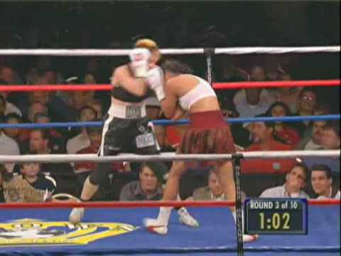 Layla McCarter fighting Belinda Laracuente for the GBU Lightweight Championship of the World - 10 x 3 minute rounds Nov. 17, 2006 Orleans Casino, Las Vegas, Nevada 