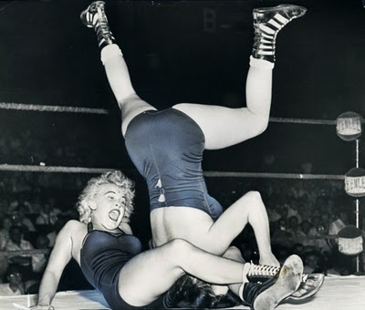 Art female wrestlers 1950's http://soberinthecauldron.blogspot.com/2011/10/vault.html